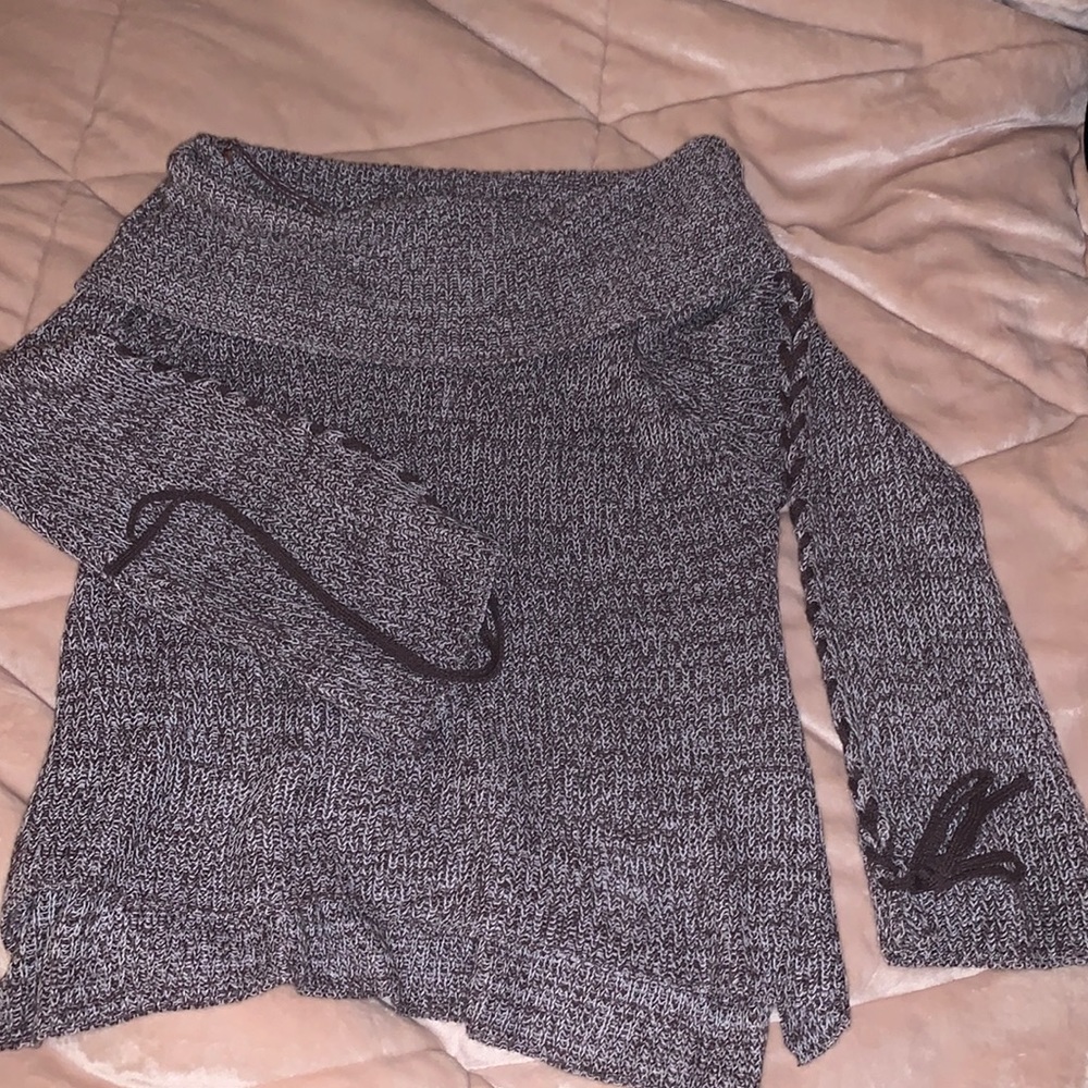 Say What? Purple Lace Up Sweater